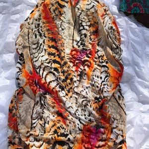 Long Swim Top in orange base Animal Print. SZ 24